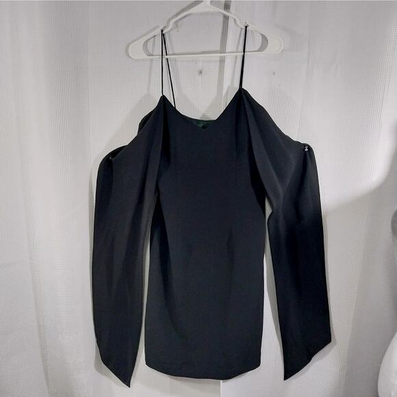 GORGEOUS BLACK SPAGHETTI STRAP, FRAPED ARM DETAIL COCKTAIL DRESS! SZ S - Picture 2 of 8